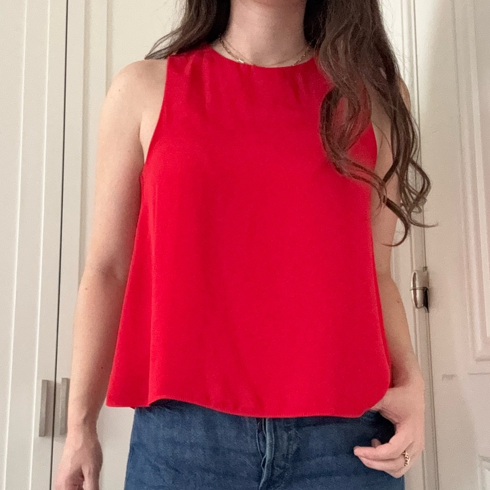 Zara Red Sleeveless Tank Button Shoulder Detail S